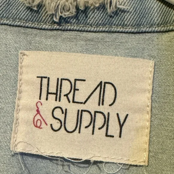 Thread & Supply Distressed Light Wash Jean Jacket - Picture 3 of 4